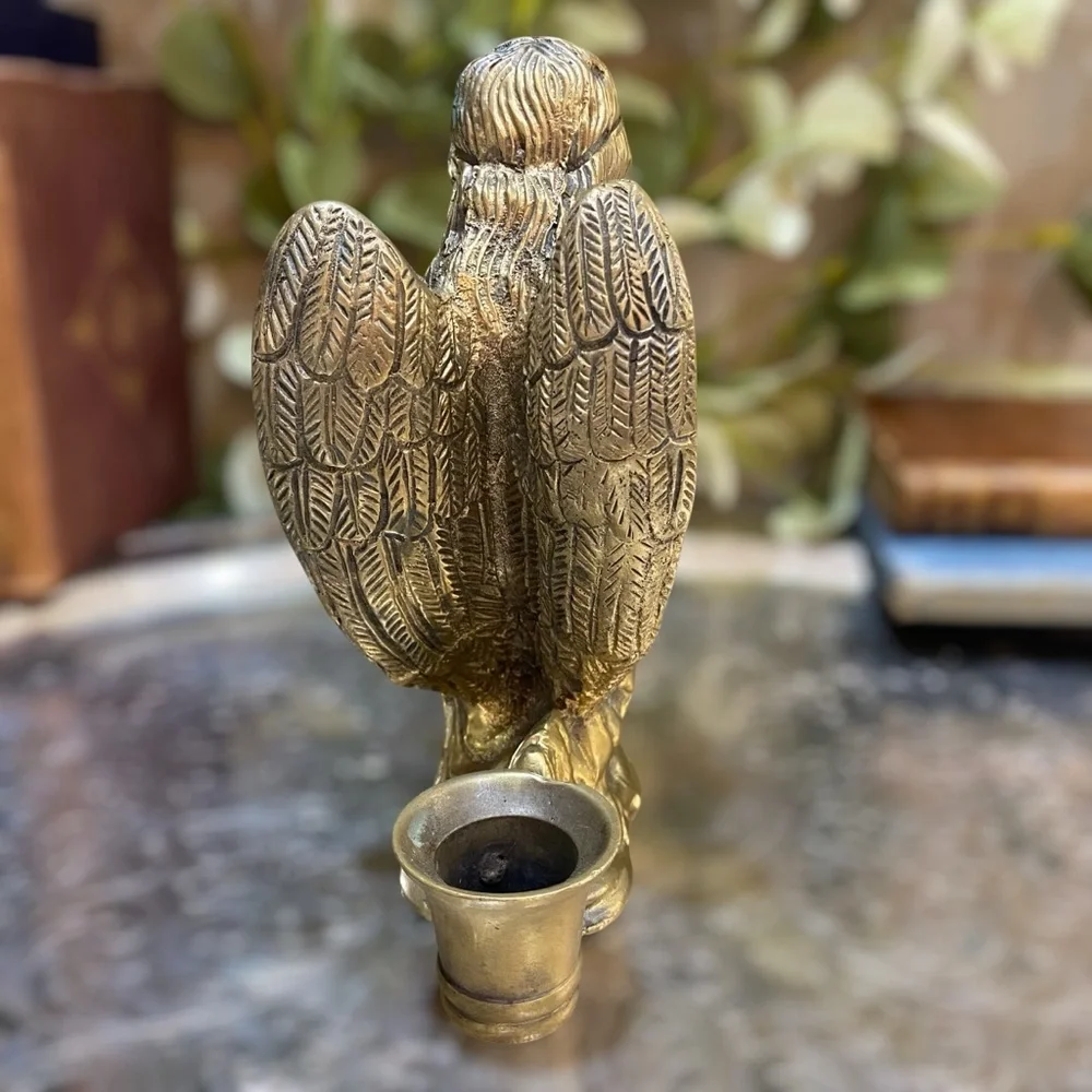 Vintage Brass Angel Candleholder Heavy Cast Metal Candlestick